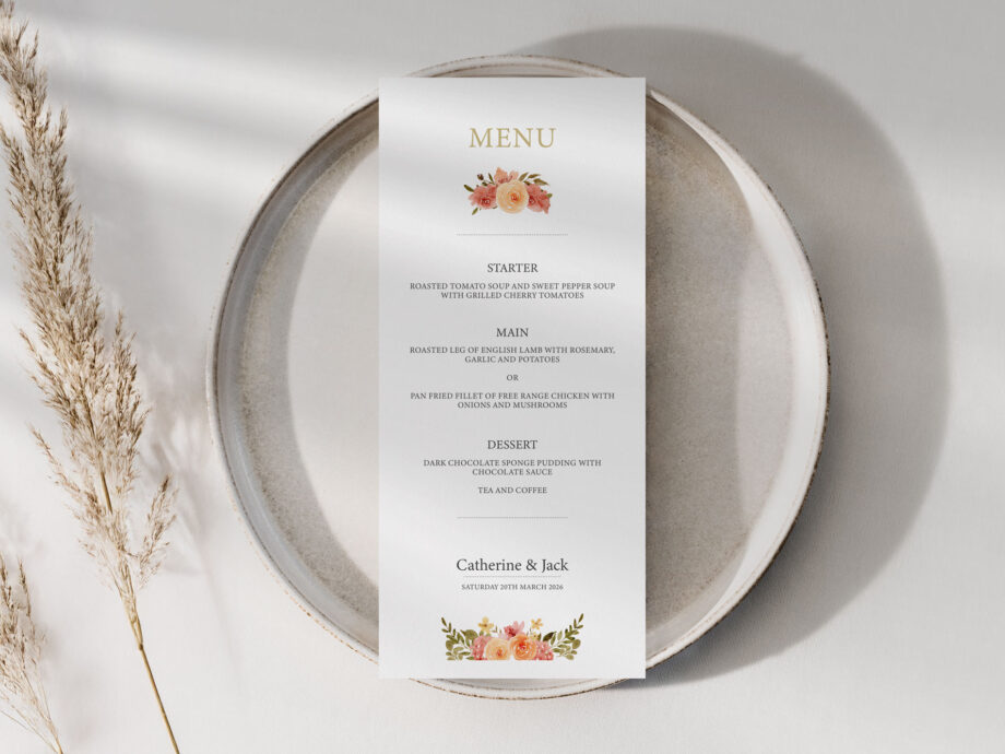 Delicate Wedding Menu