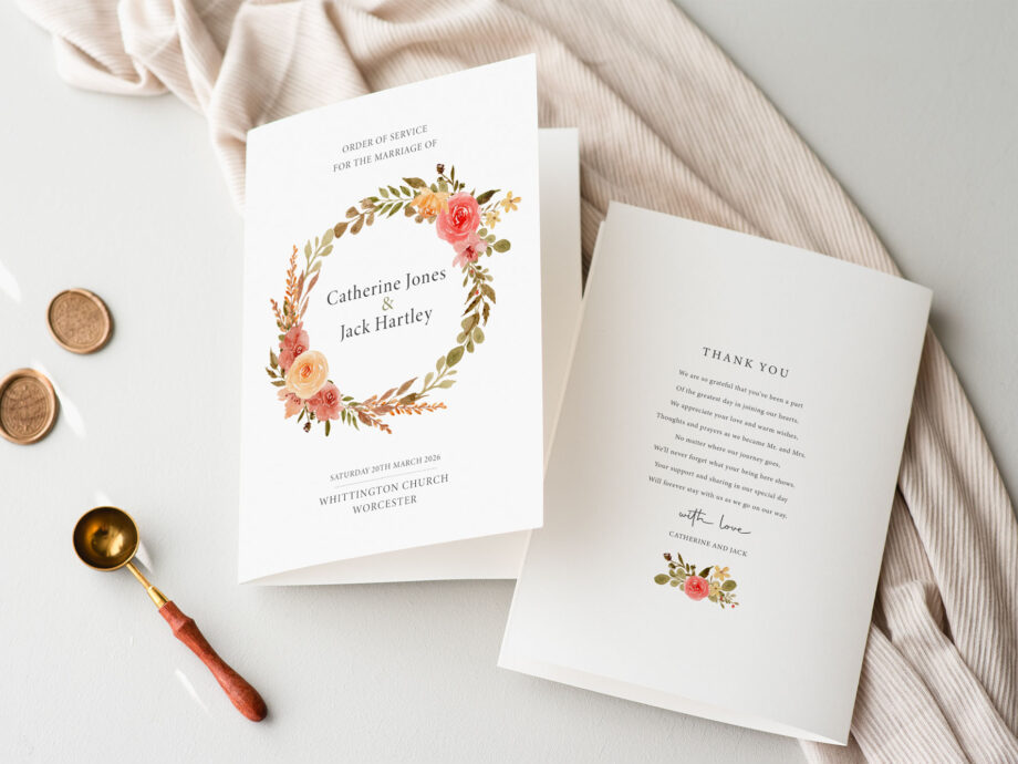 Delicate Wedding Order of Service