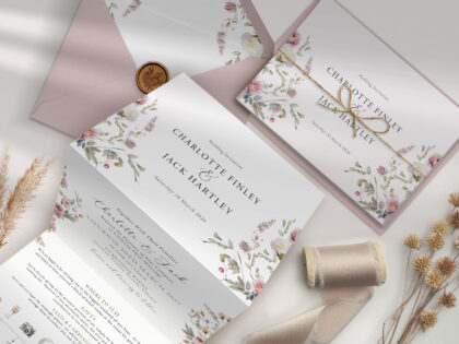 Dusty Concertina Wedding Invitation