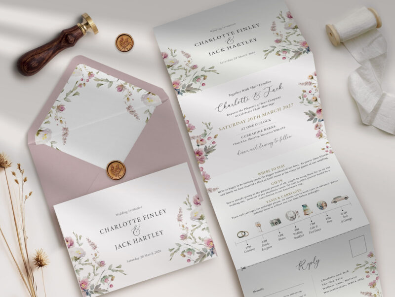 Dusty Concertina Wedding Invitation