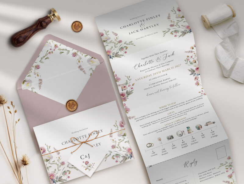 Dusty Concertina Wedding Invitation