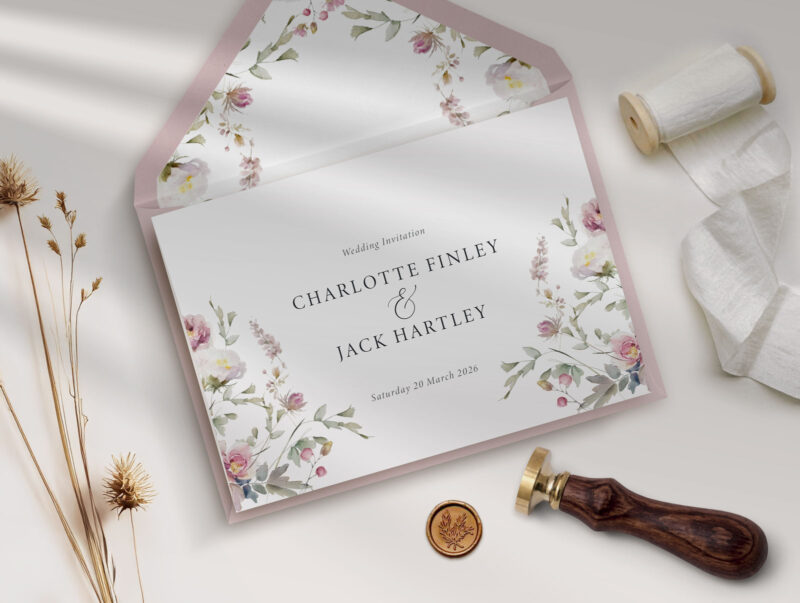 Dusty Concertina Wedding Invitation