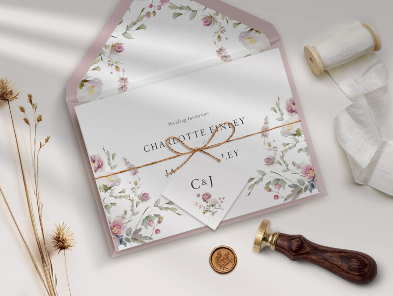 Dusty Concertina Wedding Invitation