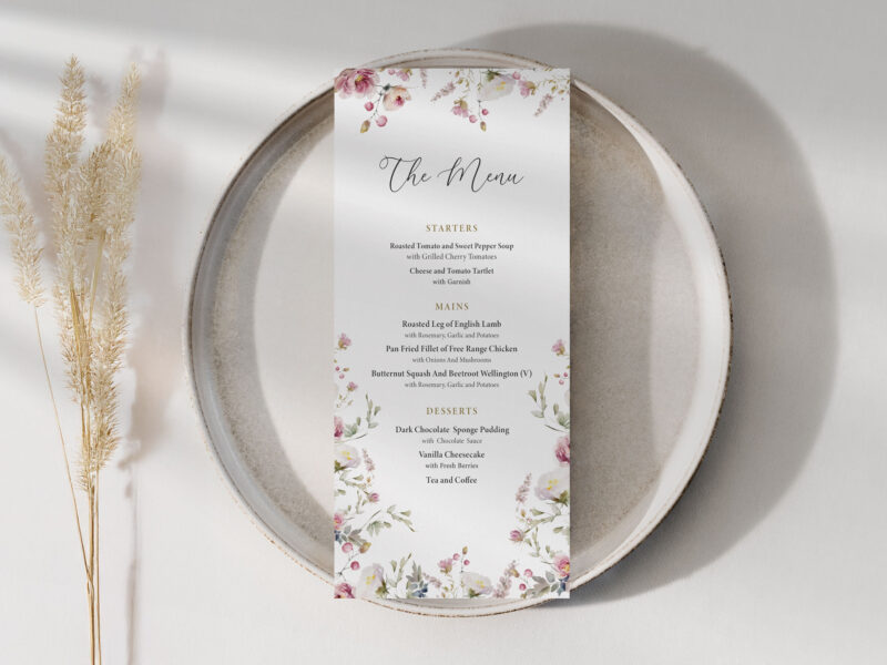 Dusty Wedding Menu