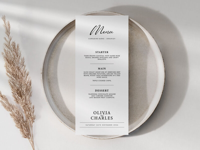 Elegant Wedding Menu