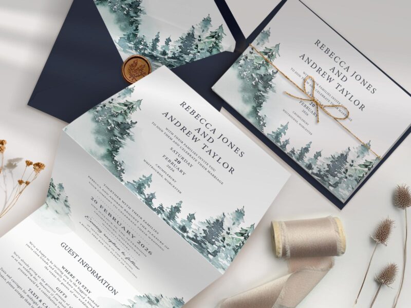 Forest Concertina Wedding Invitation