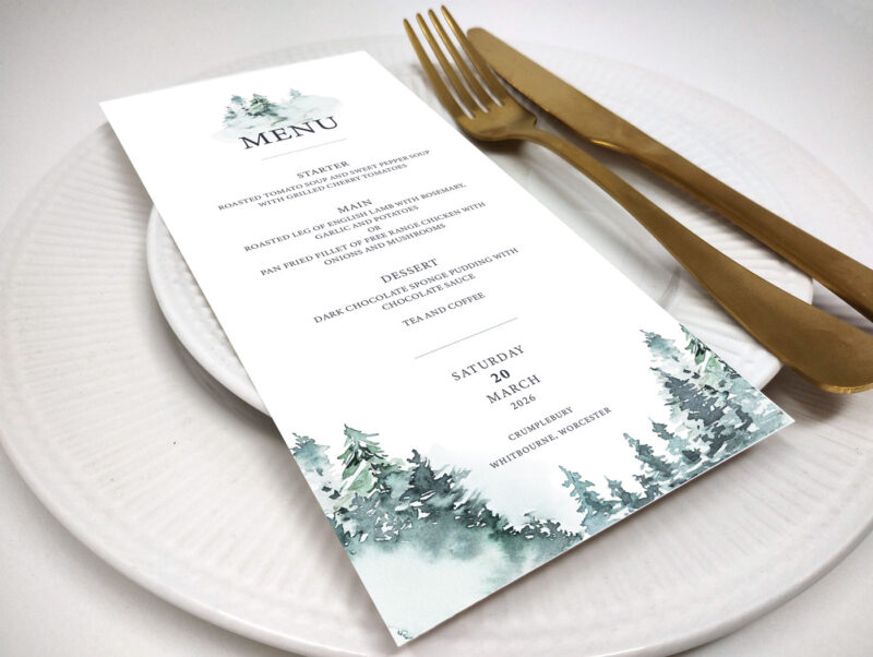 Forest Wedding Menu