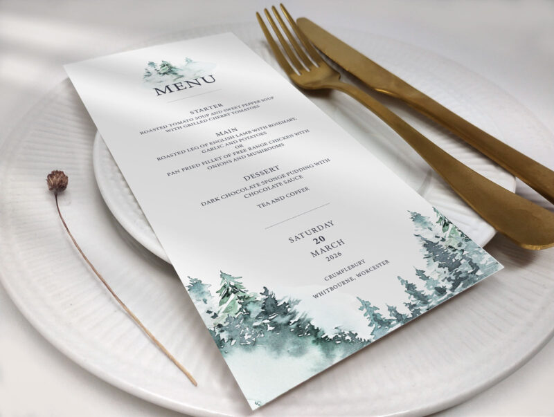 Forest Wedding Menu