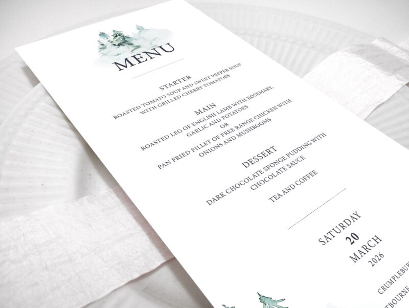 Forest Wedding Menu