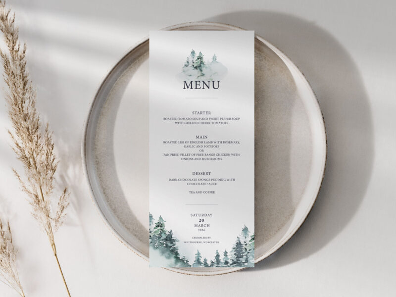 Forest Wedding Menu