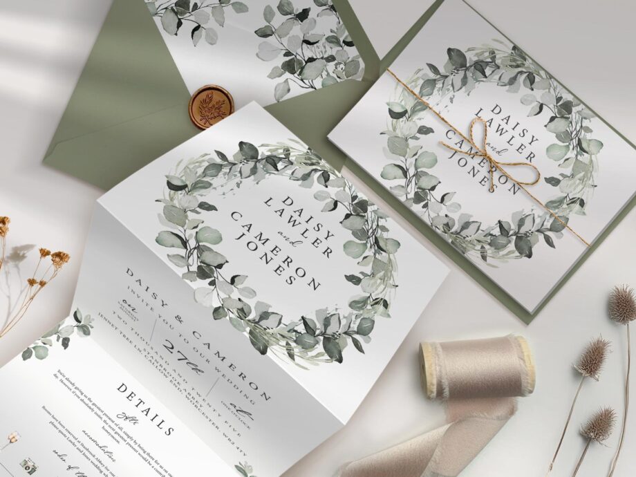 Greenery Concertina Wedding Invitation