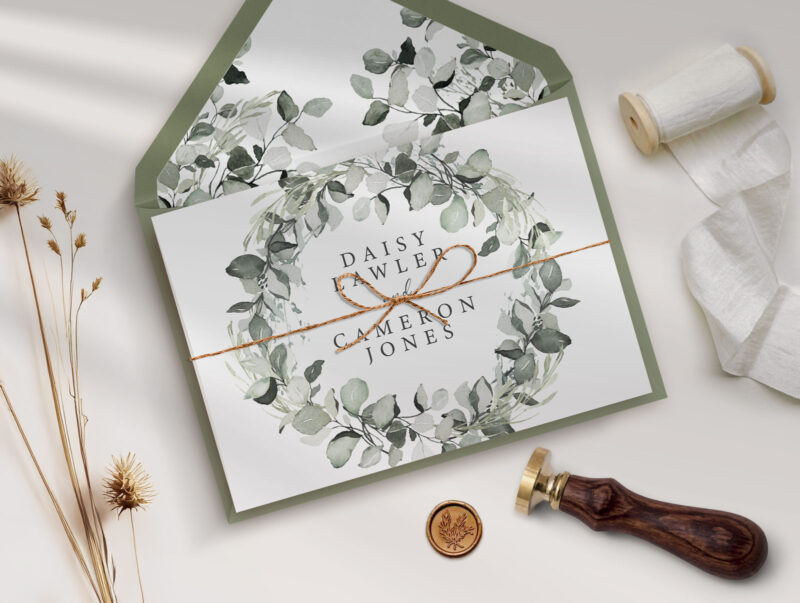 Greenery Concertina Wedding Invitation