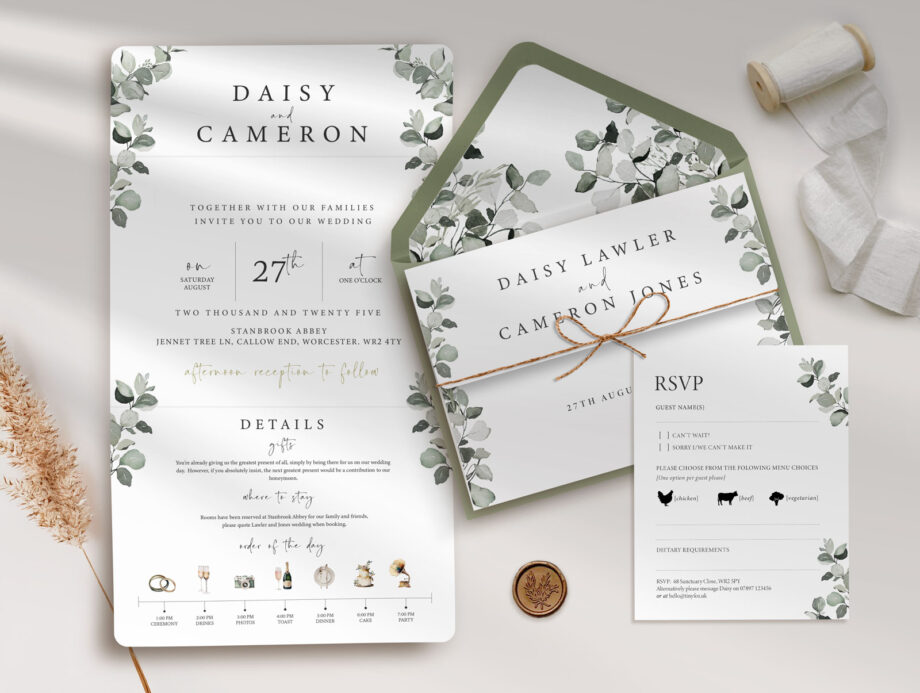 Greenery Trifold Wedding Invitation