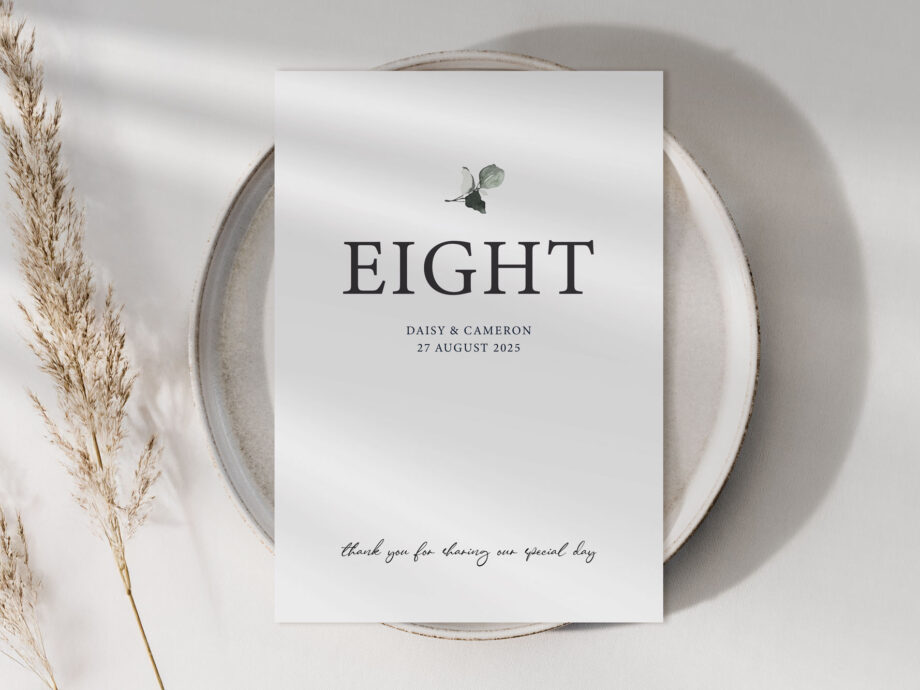 Greenery Wedding Table Name