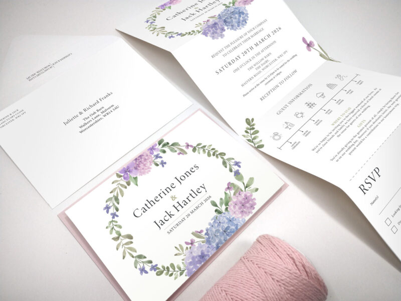 Hydrangea Concertina Wedding Invitation