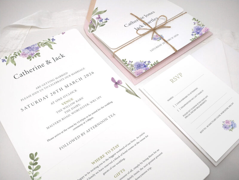 Hydrangea Tri-Fold Wedding Invitation