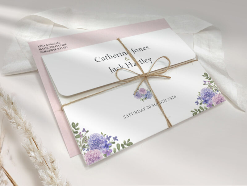 Hydrangea Trifold Wedding Invitation