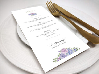 Hydrangea Wedding Menu