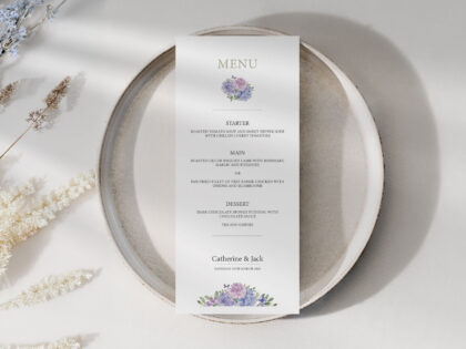 Hydrangea Wedding Menu