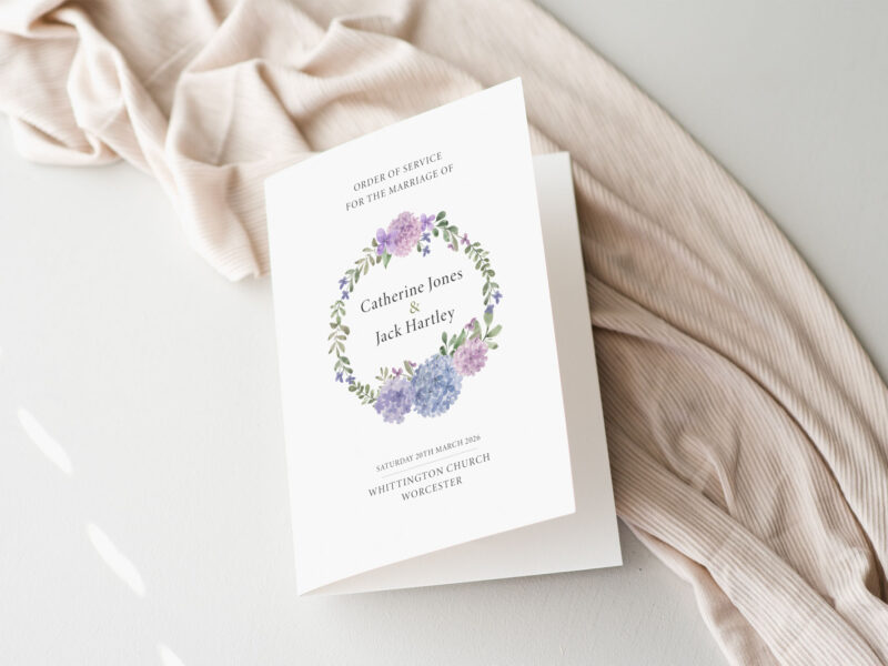 Hydrangea Wedding Order of Service
