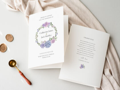 Hydrangea Wedding Order of Service