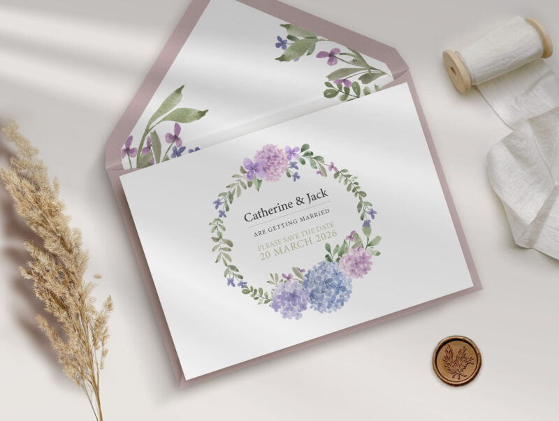 Hydrangea Wedding Save the Date