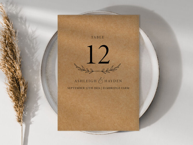 Rustic Wedding Menu