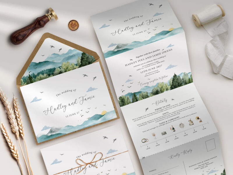 Woodland Concertina Wedding Invitation