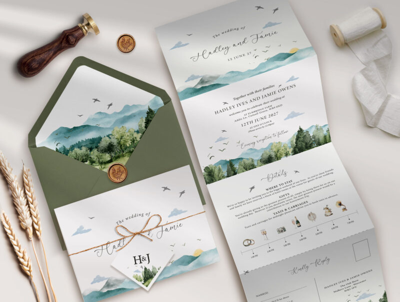 Woodland Concertina Wedding Invitation