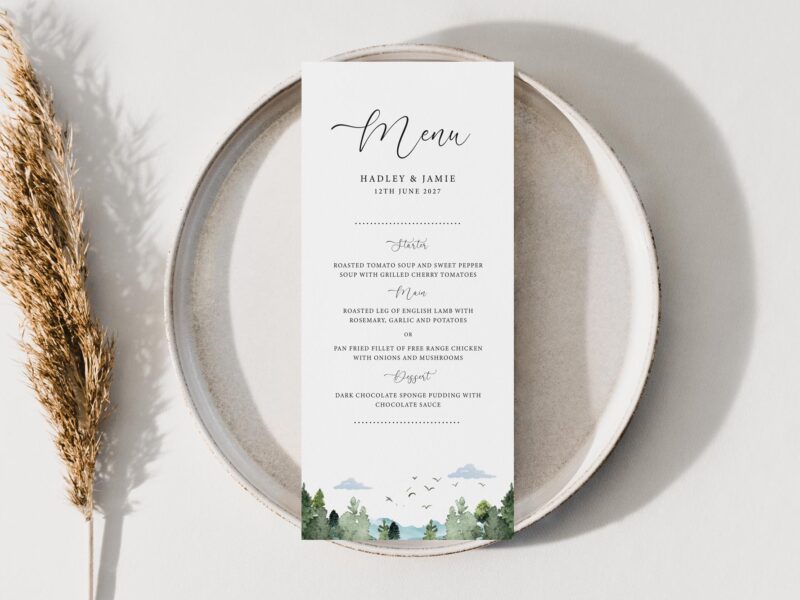 Woodland Wedding Menu
