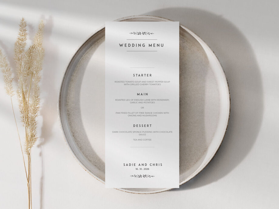 Country Wedding Menu
