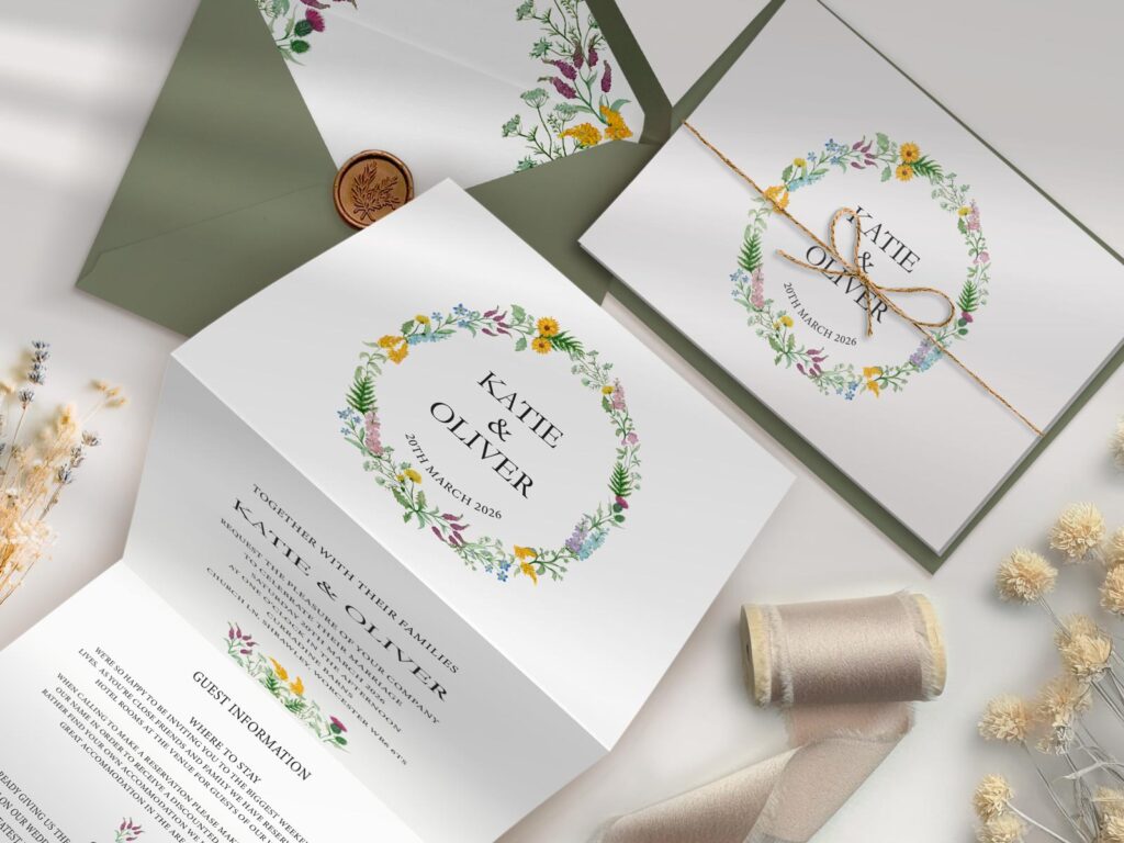 Wildflower Concertina Wedding Invitation