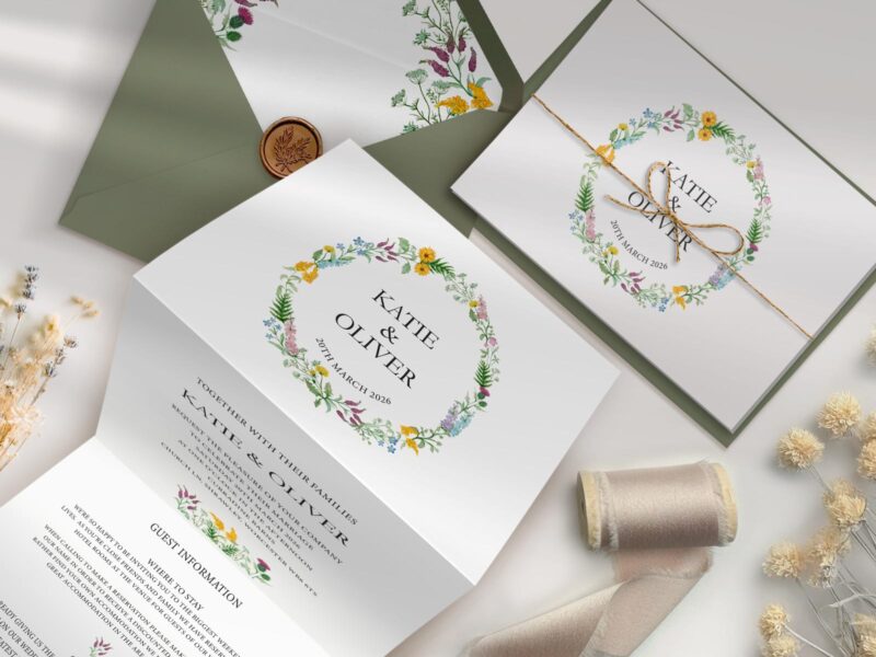Wildflower Concertina Wedding Invitation