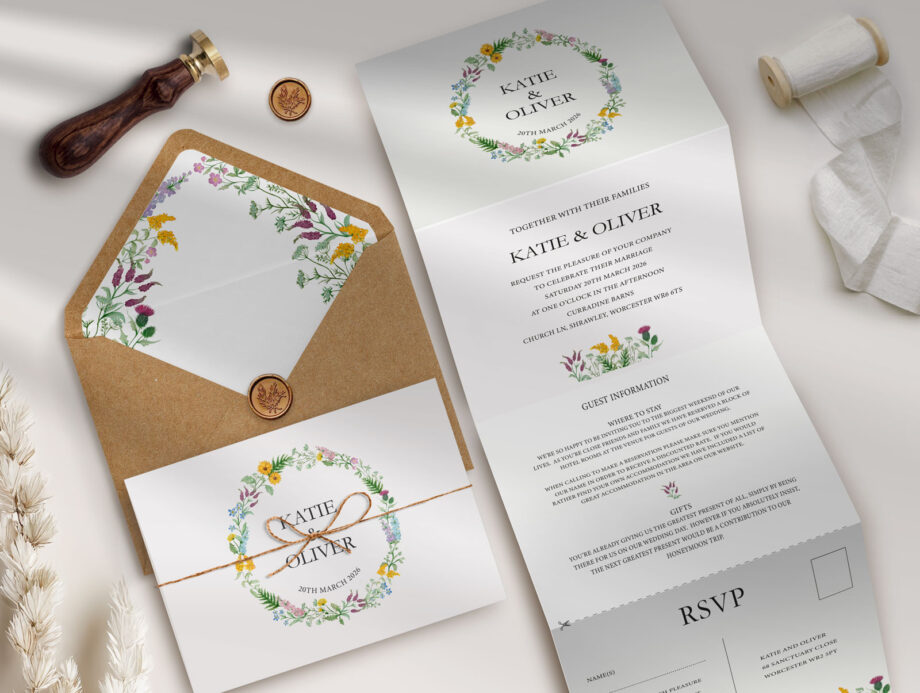 Wildflower Concertina Wedding Invitation