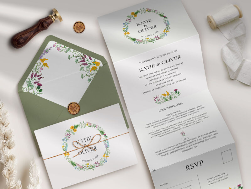 Wildflower Concertina Wedding Invitation