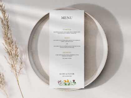 Wildflower Wedding Menu