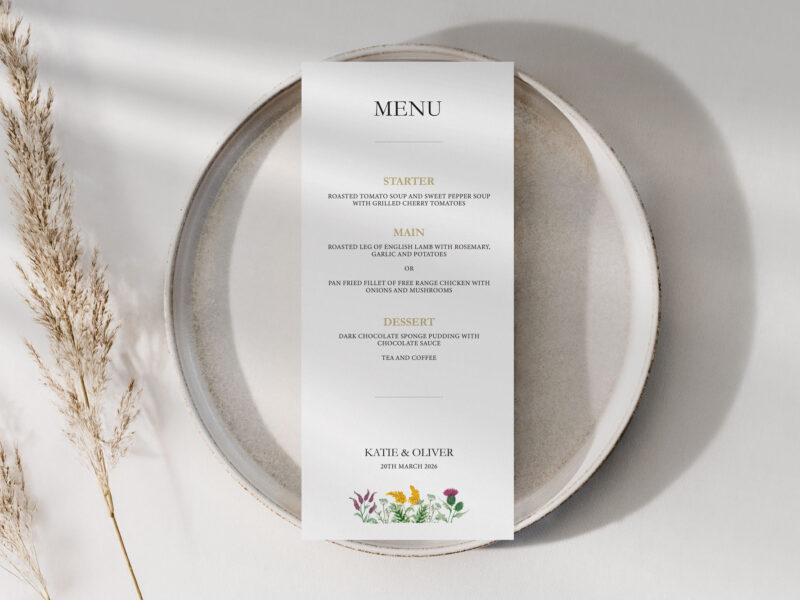 Wildflower Wedding Menu