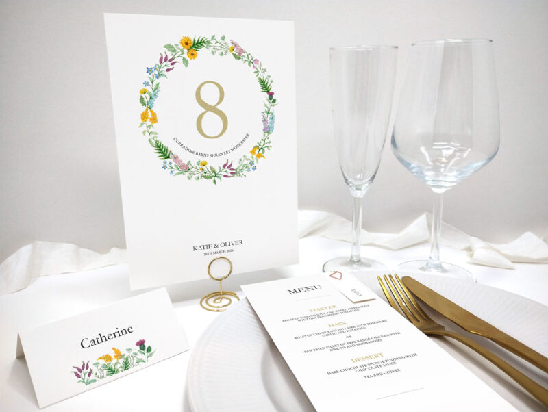 Wildflower Wedding Table Stationery