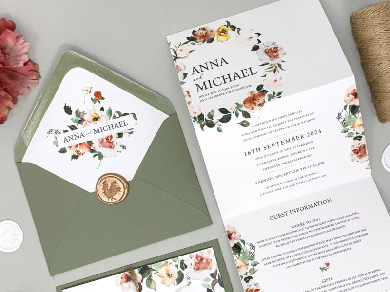 Floral Concertina Wedding Invitation