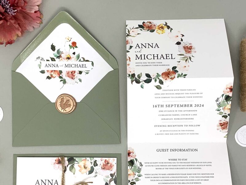 Floral Concertina Wedding Invitation