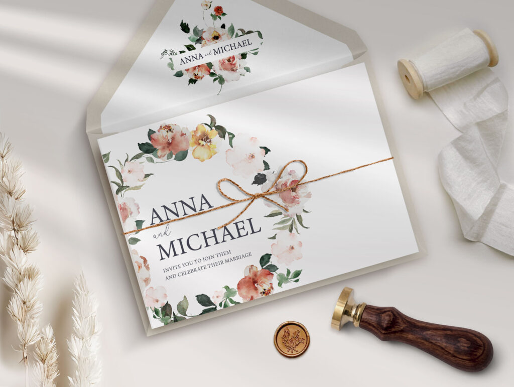 Floral Concertina Wedding Invitation
