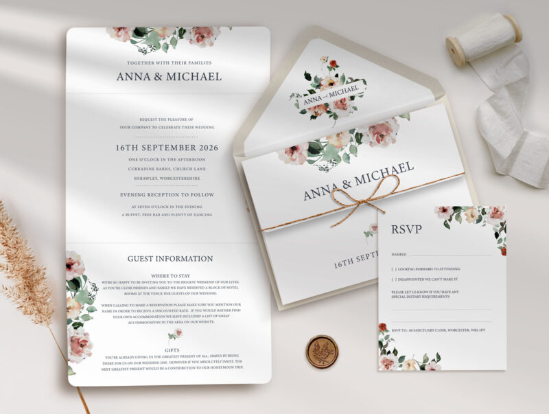 Floral Trifold Wedding Invitation
