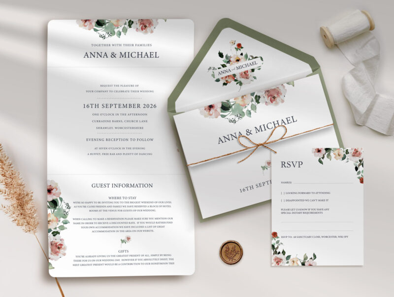 Floral Trifold Wedding Invitation