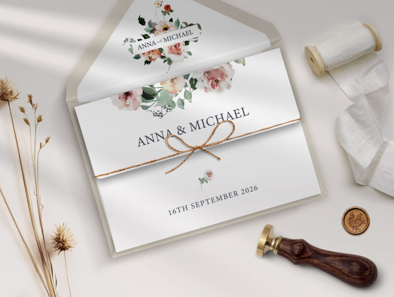 Floral Trifold Wedding Invitation