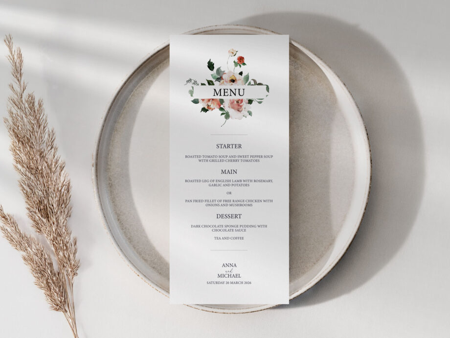 Floral Wedding Menu