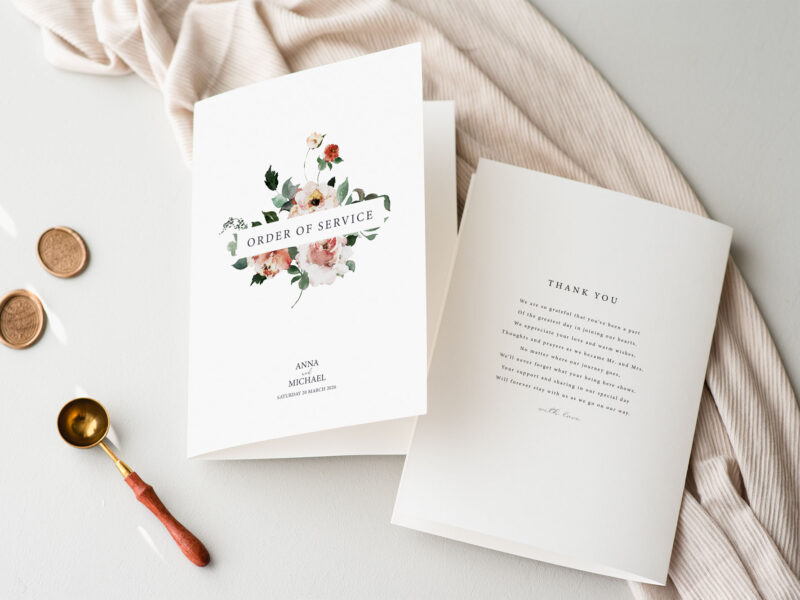 Floral Wedding Order of Service