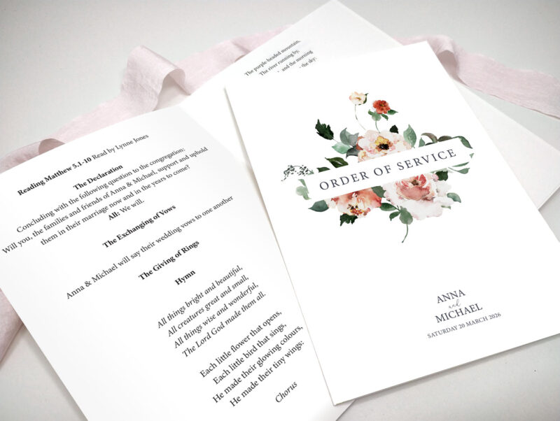 Floral Wedding Order of Service