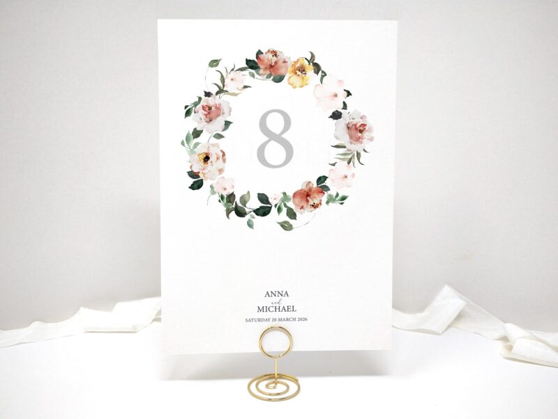 Floral Wedding Table Name