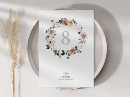 Floral Wedding Table Name