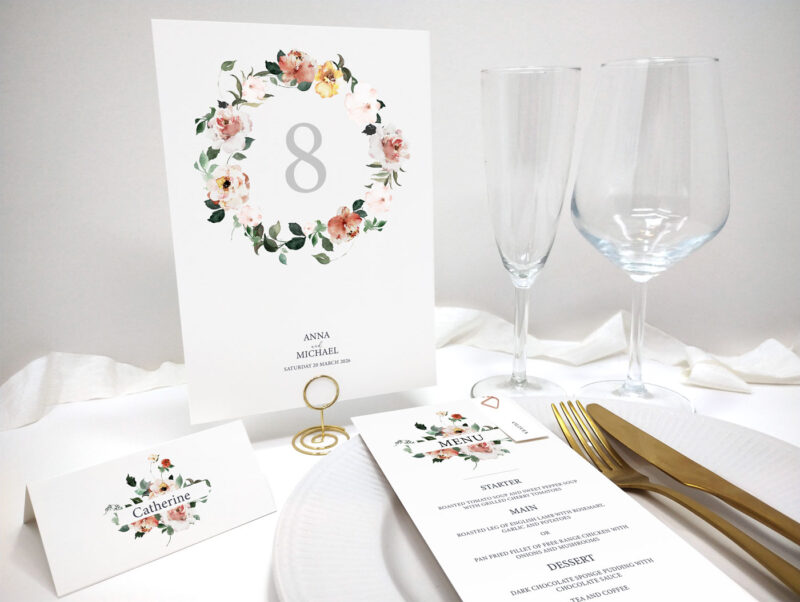 Floral Wedding Table Stationery